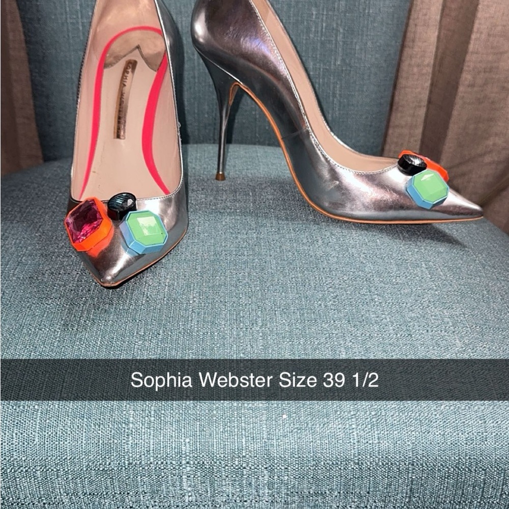 Sophia Webster Metallic Heels with Colorful Gems
